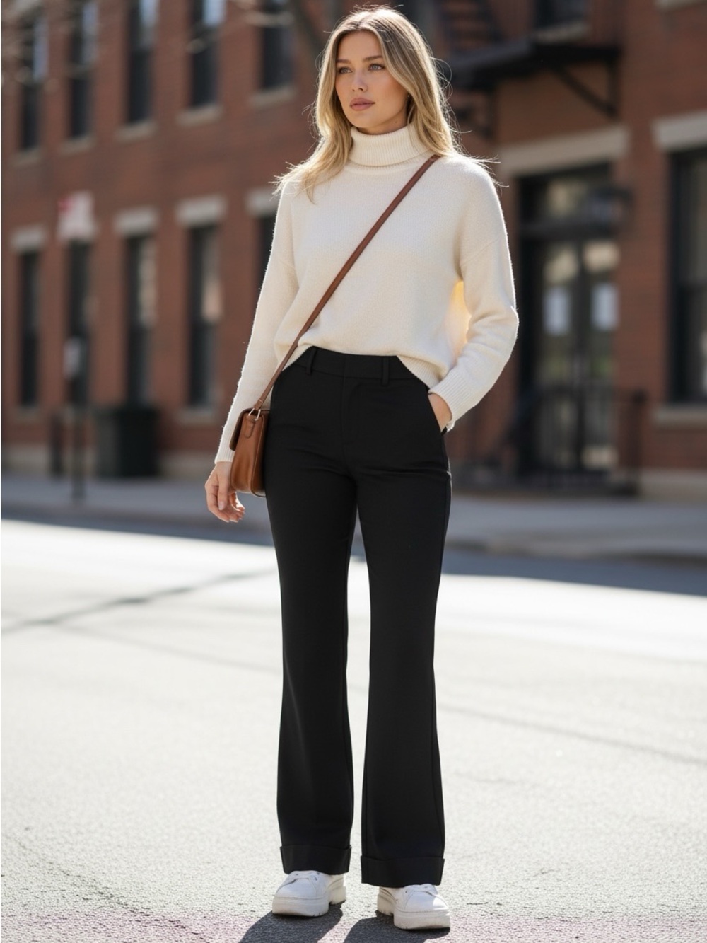 Banana Republic MONOGRAM Black Cuffed Flare Dress Pants Women's Size 6